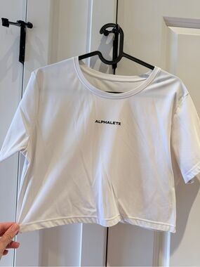 Alphalete White Short Crop Tee